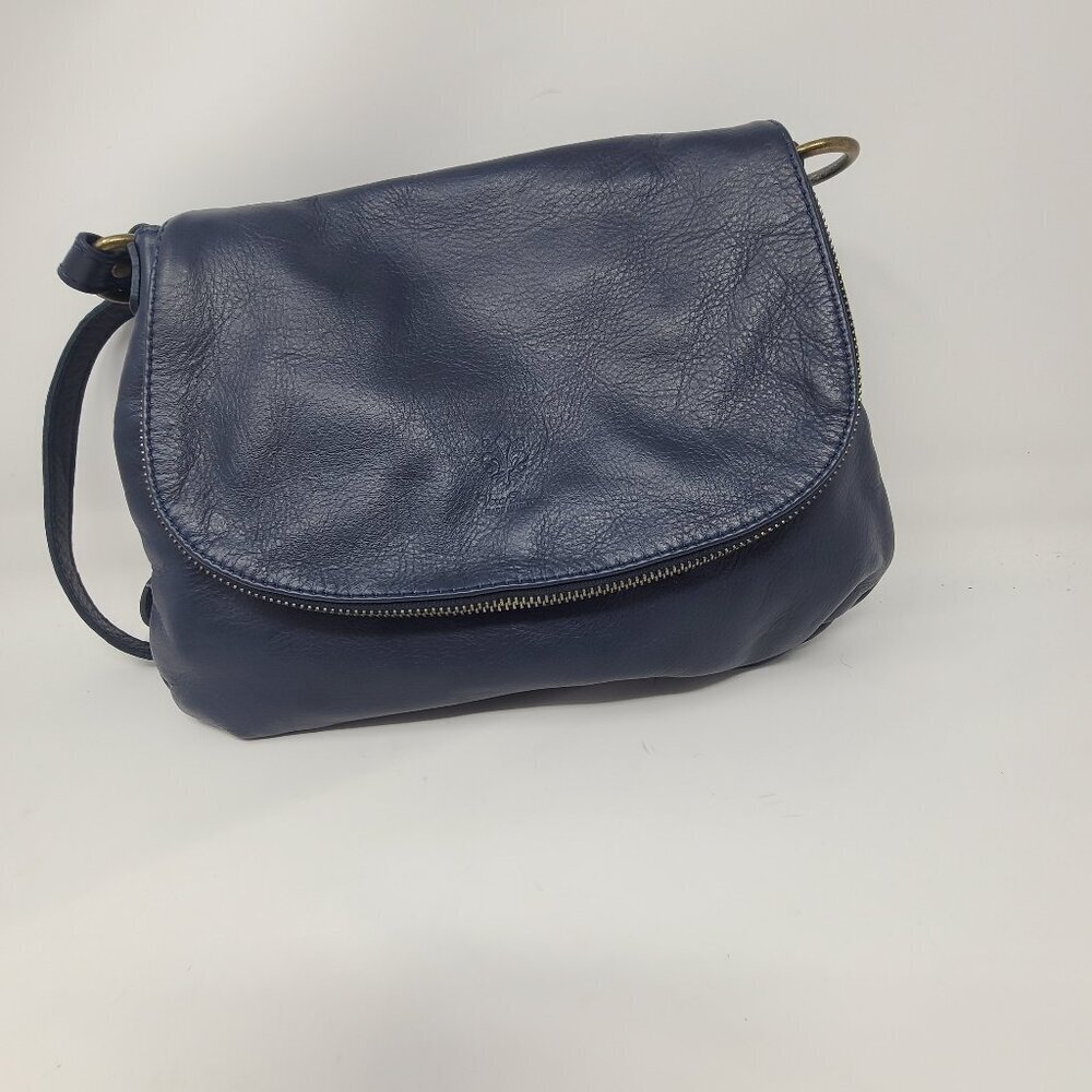 Vintage Vera Pelle Italian Leather Crossbody Handbag Navy Blue Messenger